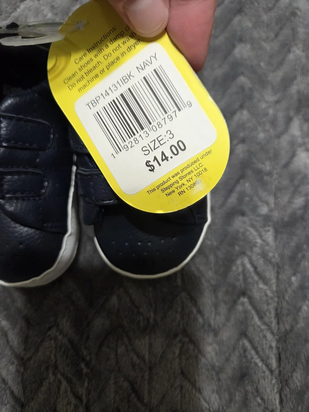 Lightning Bug Navy Baby Walker Shoes with Neon Trim - Velcro Closure